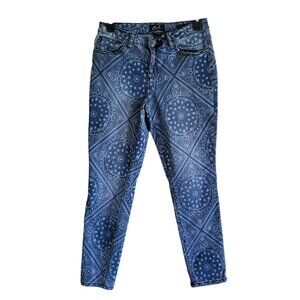 Earl Skinny Fit Jeans Women's 10 Bandana Print Boho Peasant Hippie